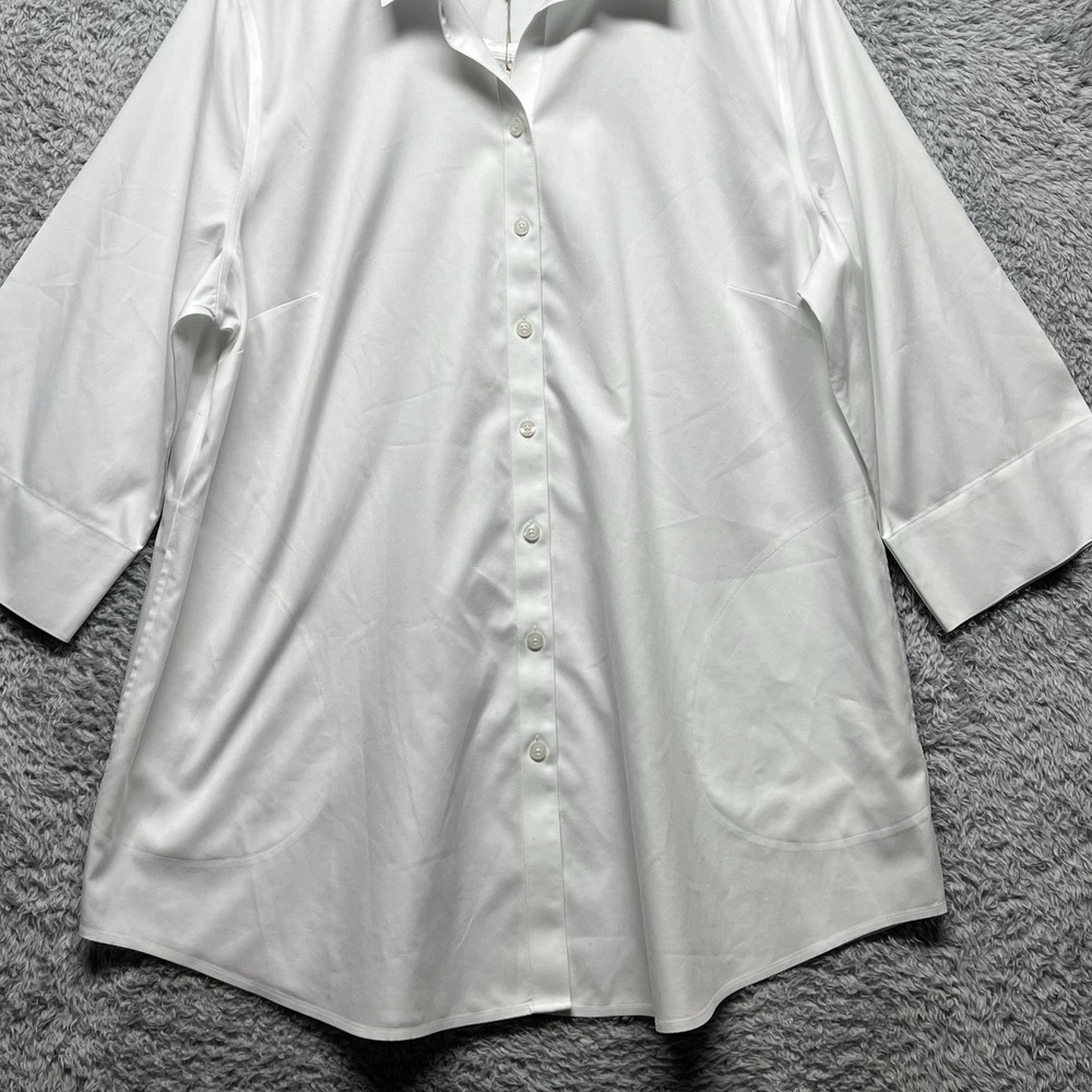 Chicos Top Womens 3 US XL White No Iron Crisp Button Up 3/4 Sleeve Tailored - Picture 3 of 13